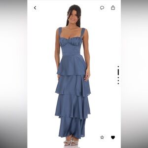 Lucy in the Sky Blue A-line Maxi Dress for Weddings